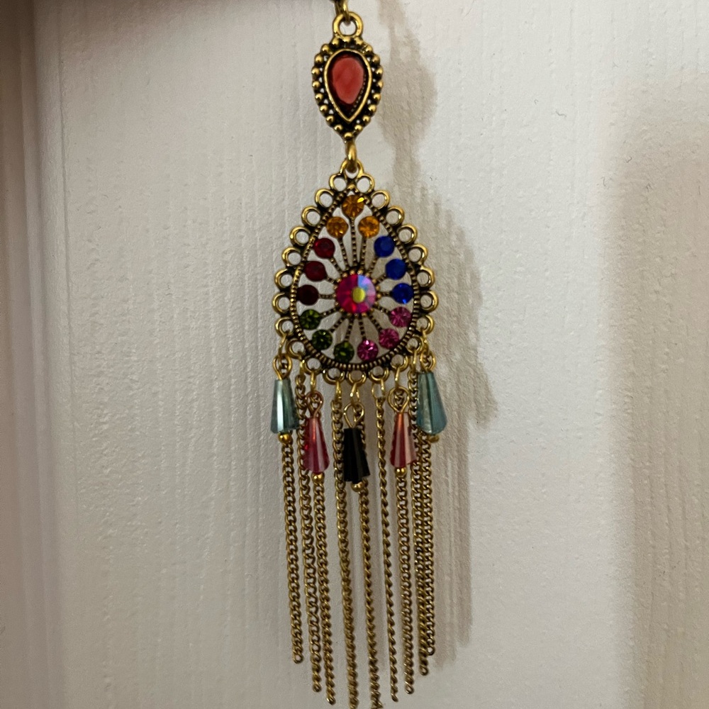 Multicolor Gold-Tone Statement Earring